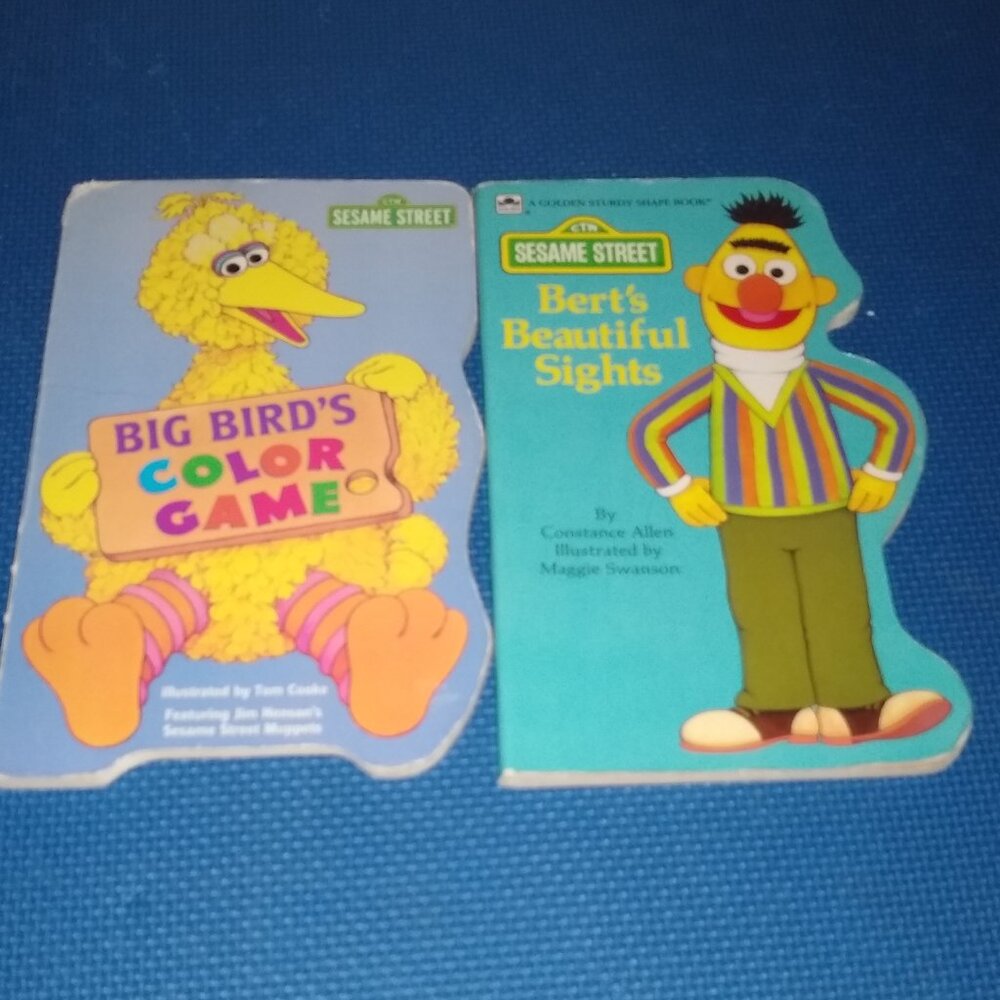 Vintage Golden Sturdy Shape Book : Birt sights + Big Bird's Color Game by Cooke